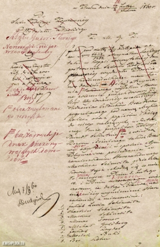 Pismo do Prezydenta Miasta Płocka Boglewskiego z dnia 30 listopada 1859 roku w sprawie funkcjonowania w mieście bractwa pogrzebowego „Bykier Holop” (źródło: Archiwum Państwowe w Płocku, Akta miasta Płocka, sygn. 676)